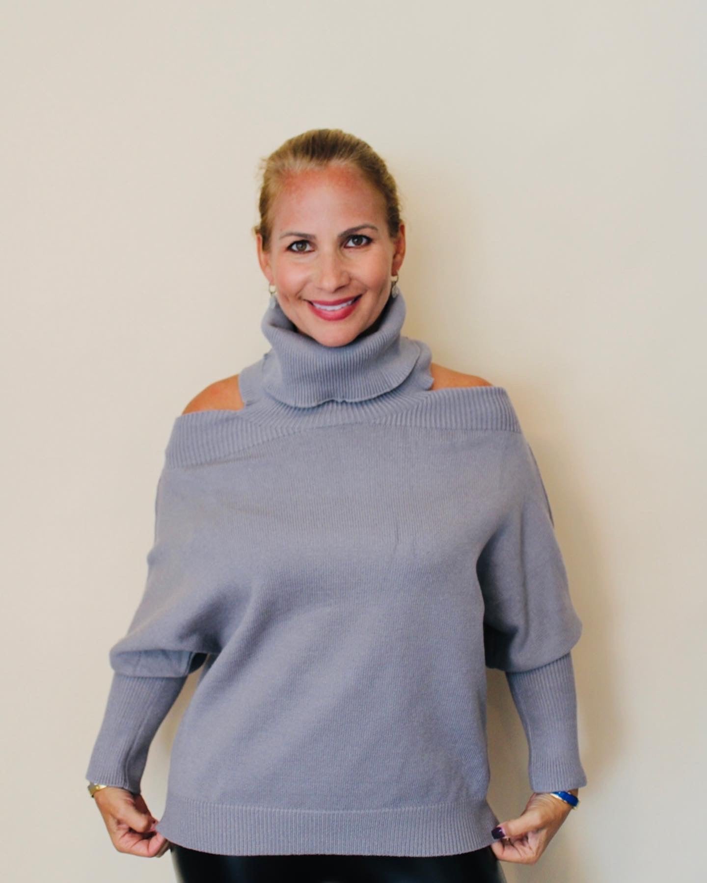 Cold Shoulder Turtle Neck Sweater