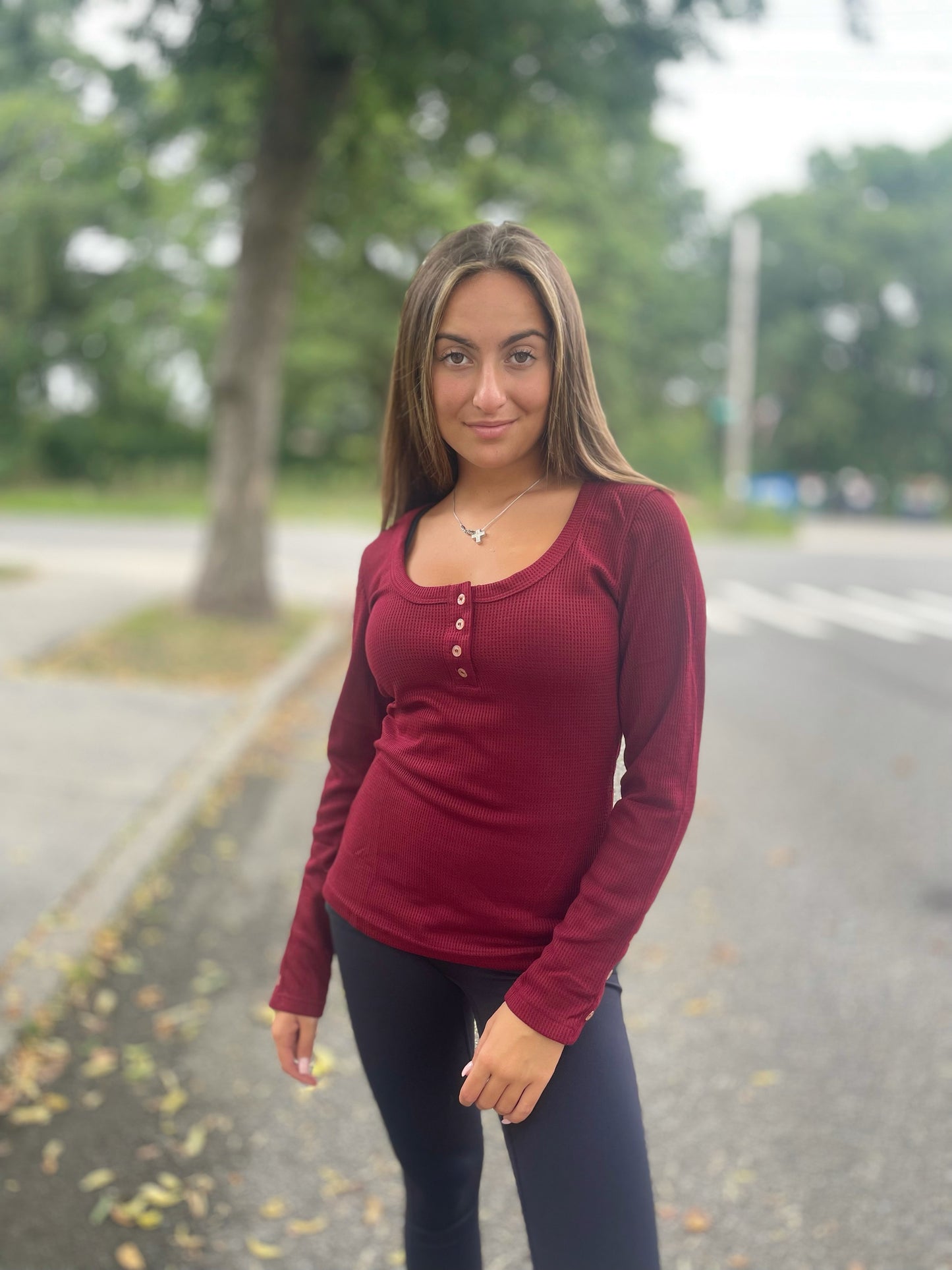 Waffle Button Top Three colors