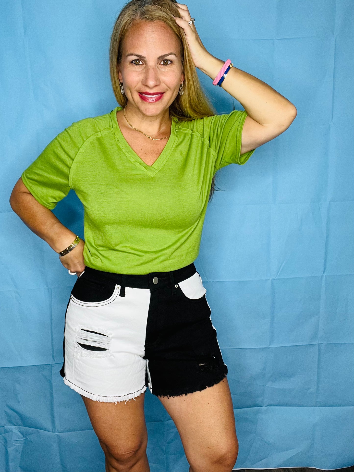 Black and White ripped shorts