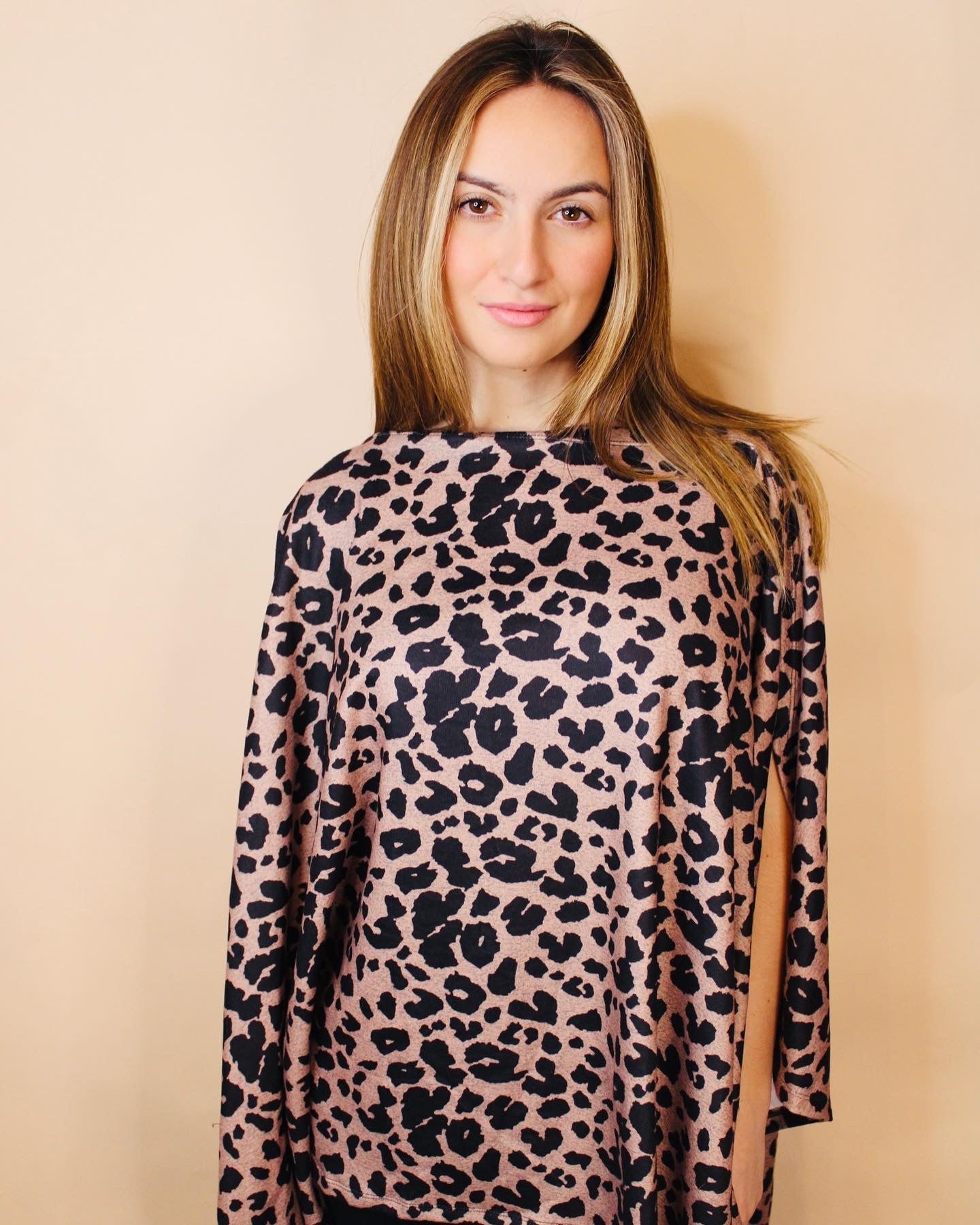 Leopard Poncho Top