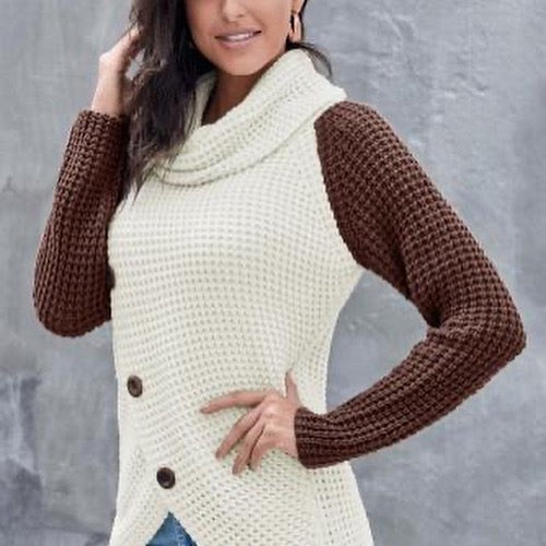 Beige / Brown Waffle Sweater