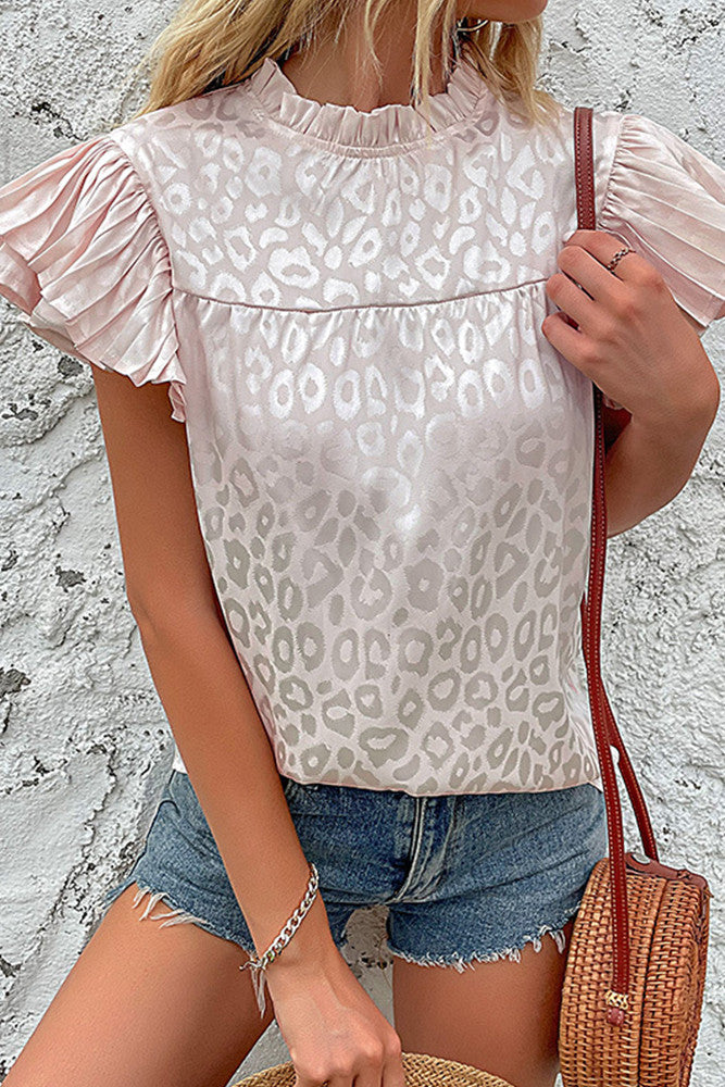 Leopard Ruffle Sleeve Top