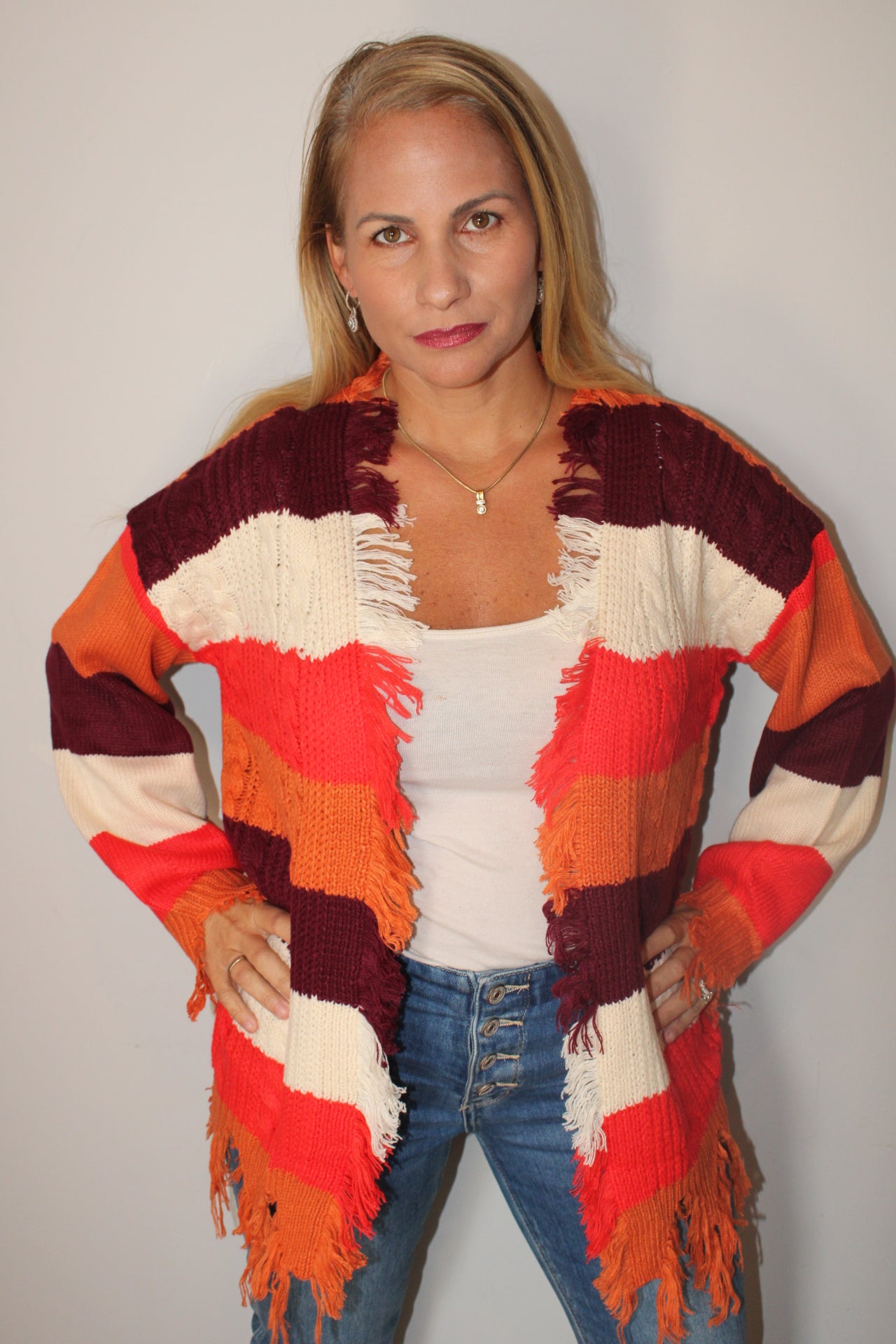 Orange Distressed Sweater