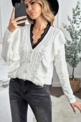 Ruffled V-Neck Sweater