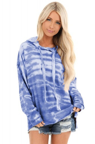 Tie Dye Long Sleeve Drawstring Hoodie