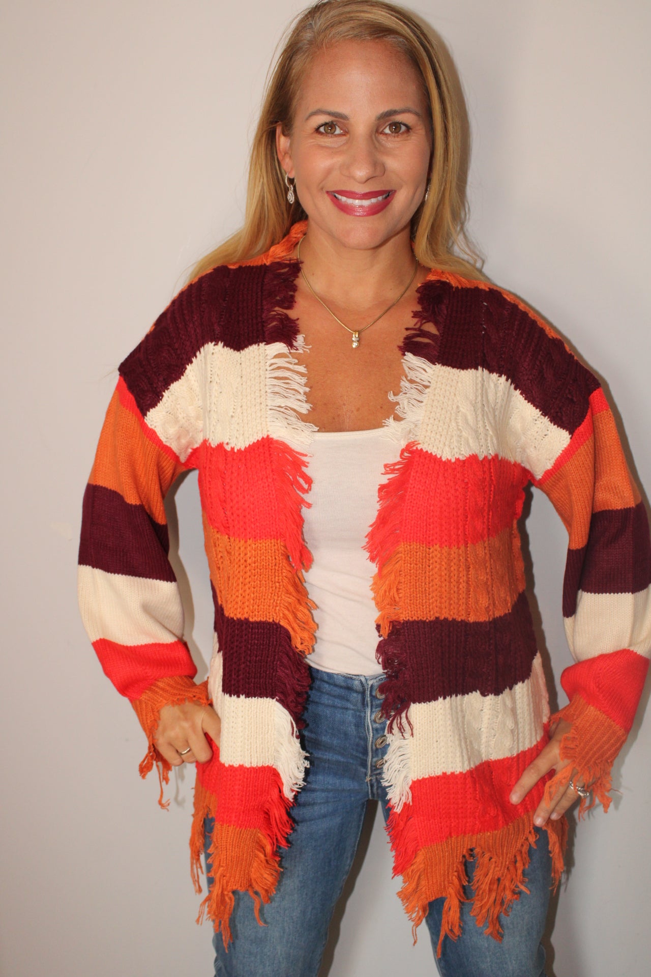 Orange Distressed Sweater