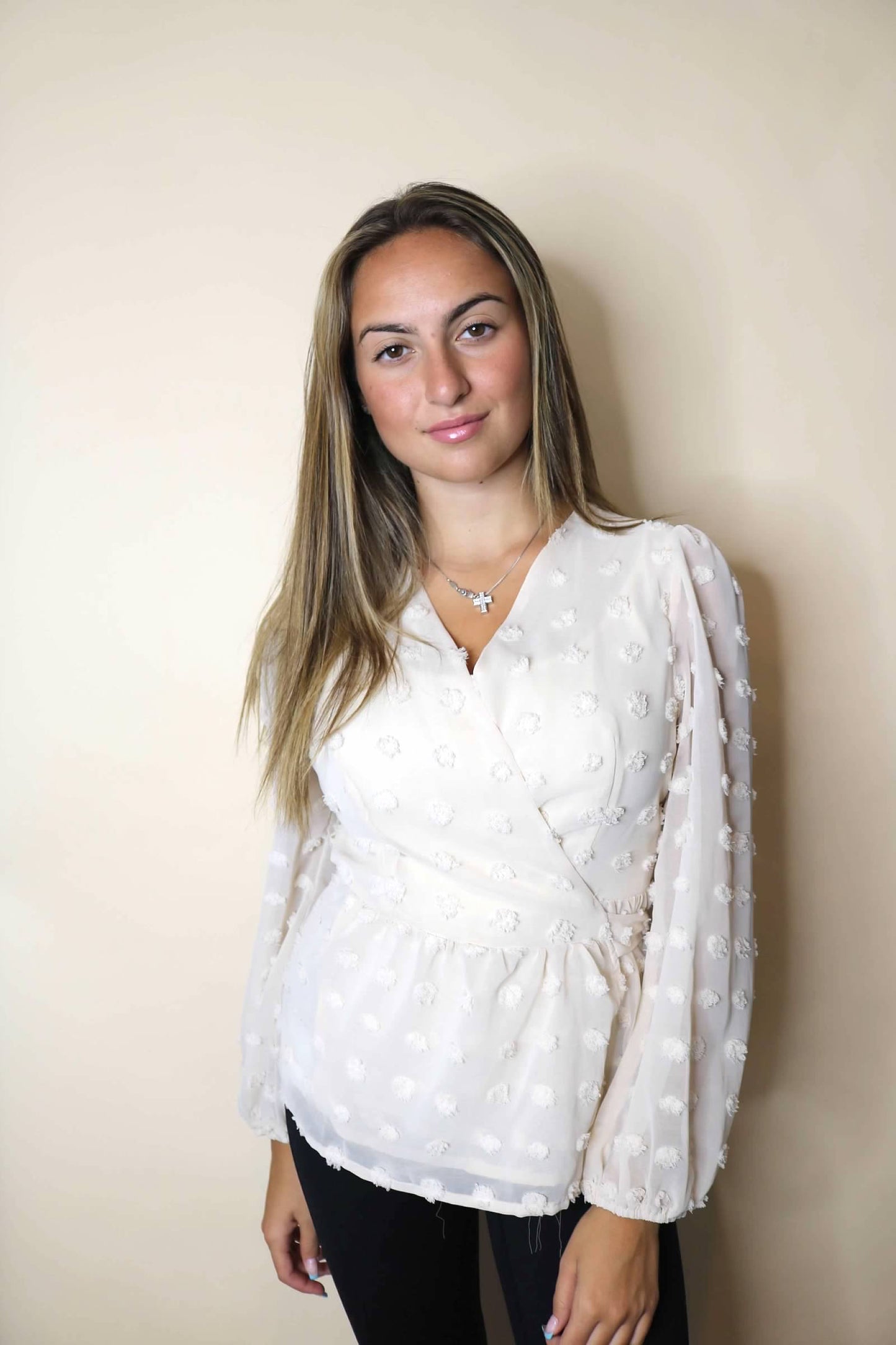 White textured blouse