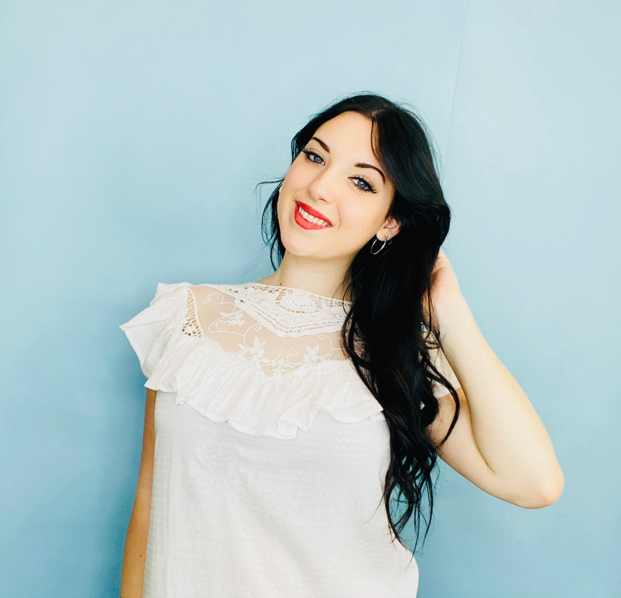 White Ruffle Top