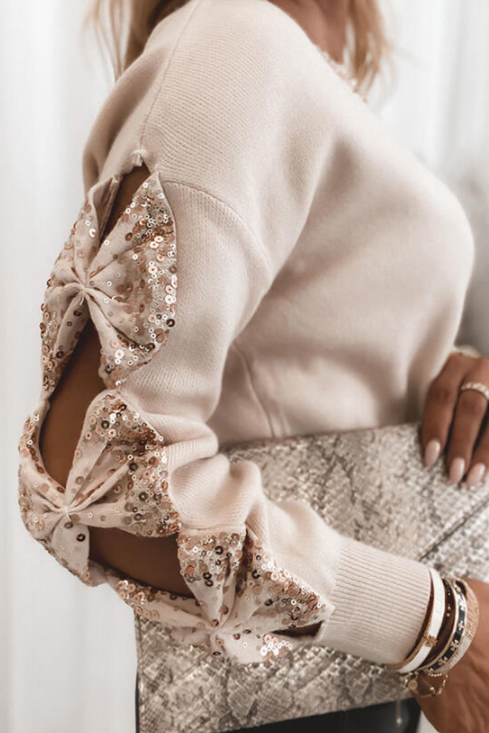Gold Sequence Bow Sweater