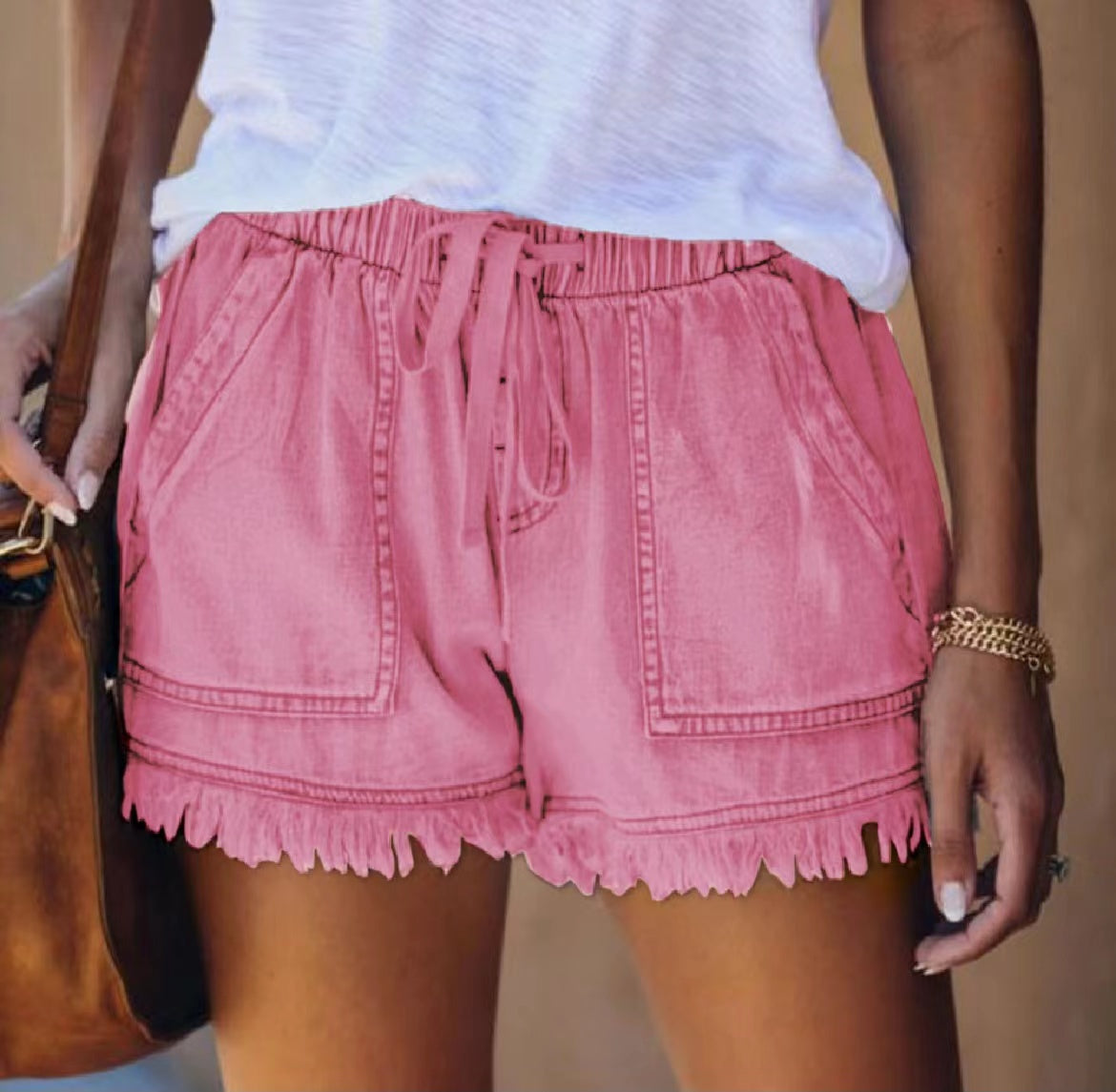 Fringe Shorts Many Colors with Drawstring