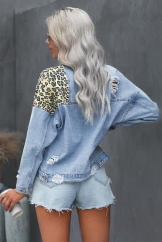 Leopard denim jacket