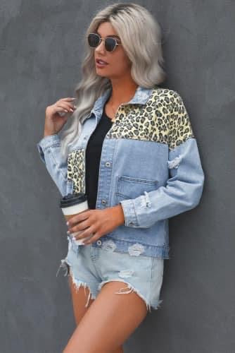 Leopard denim jacket