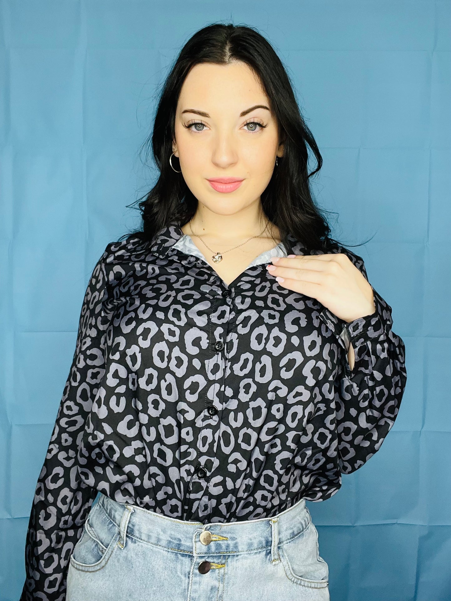 Black Silk Button Down Shirt