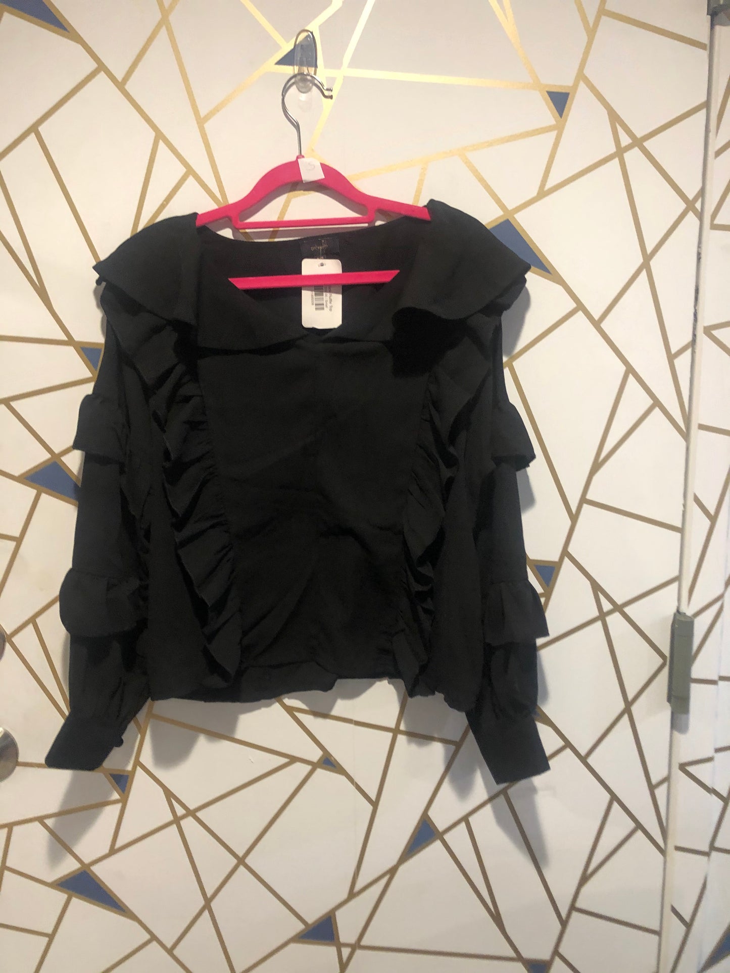 Black long sleeve ruffle blouse