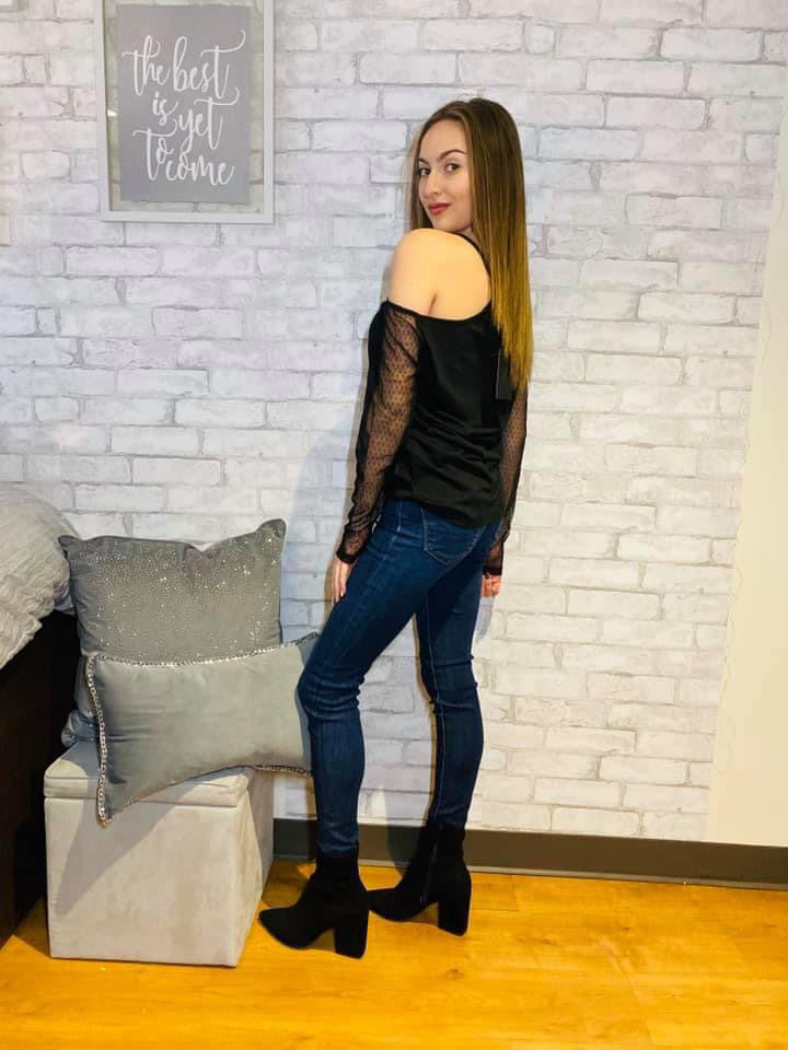 Cold shoulder black top