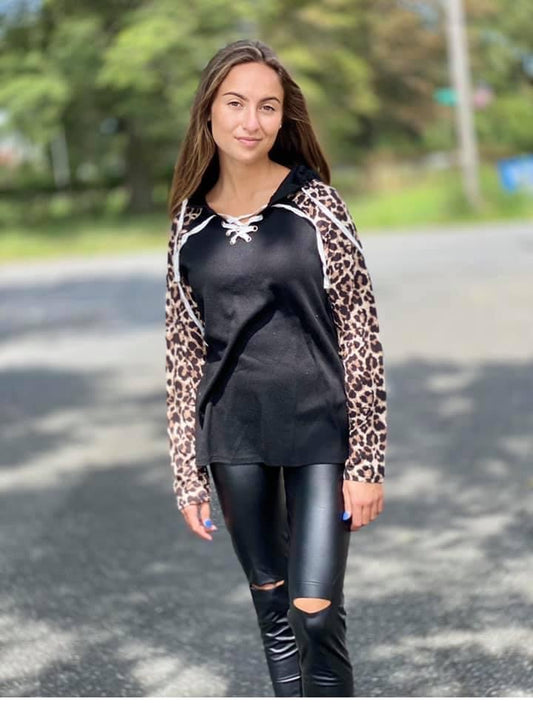 Leopard lace up top