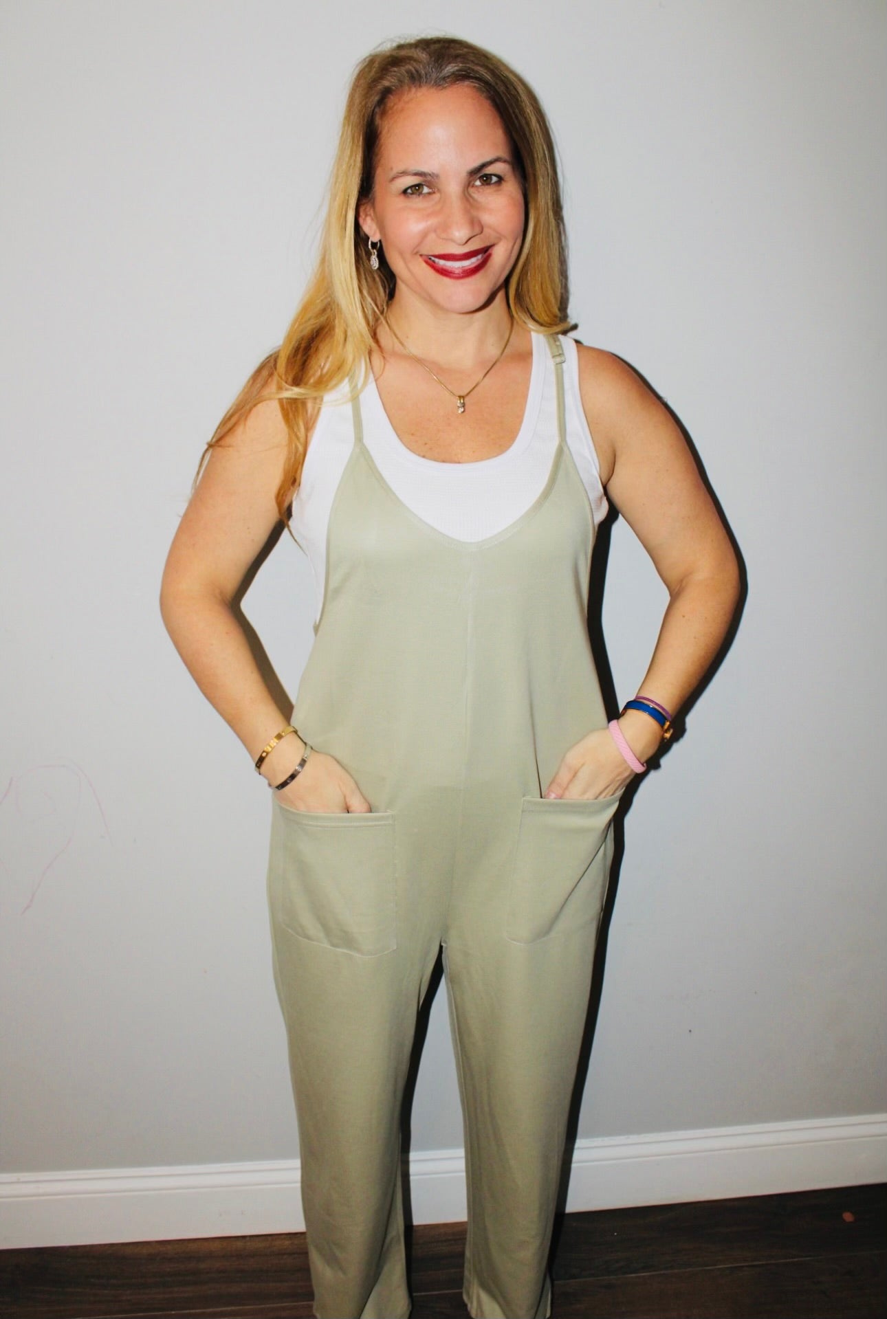 Pocketed adjustable strap jumpsuit