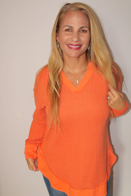 Orange Waffle Top