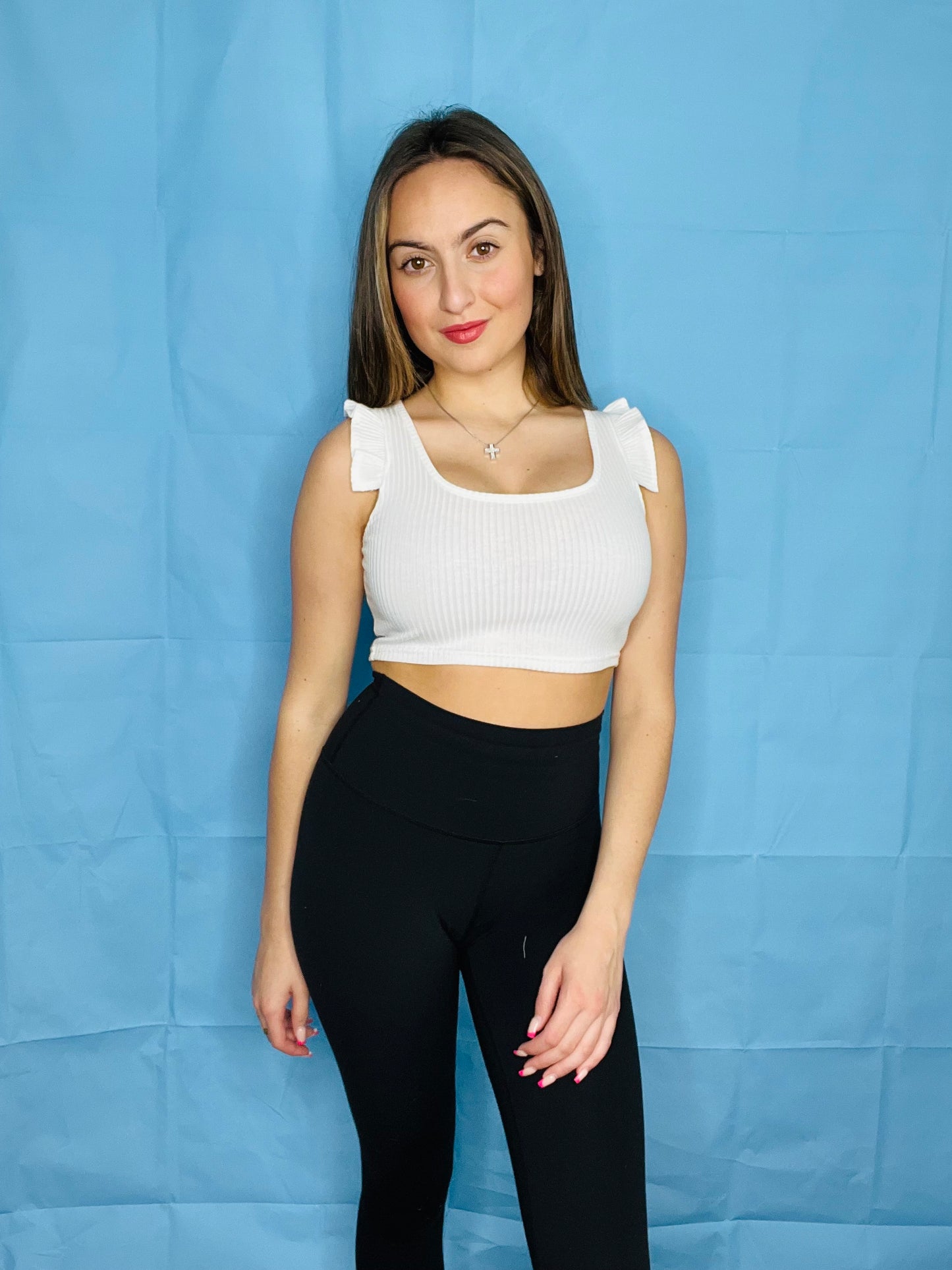 White Cropped Tank Top