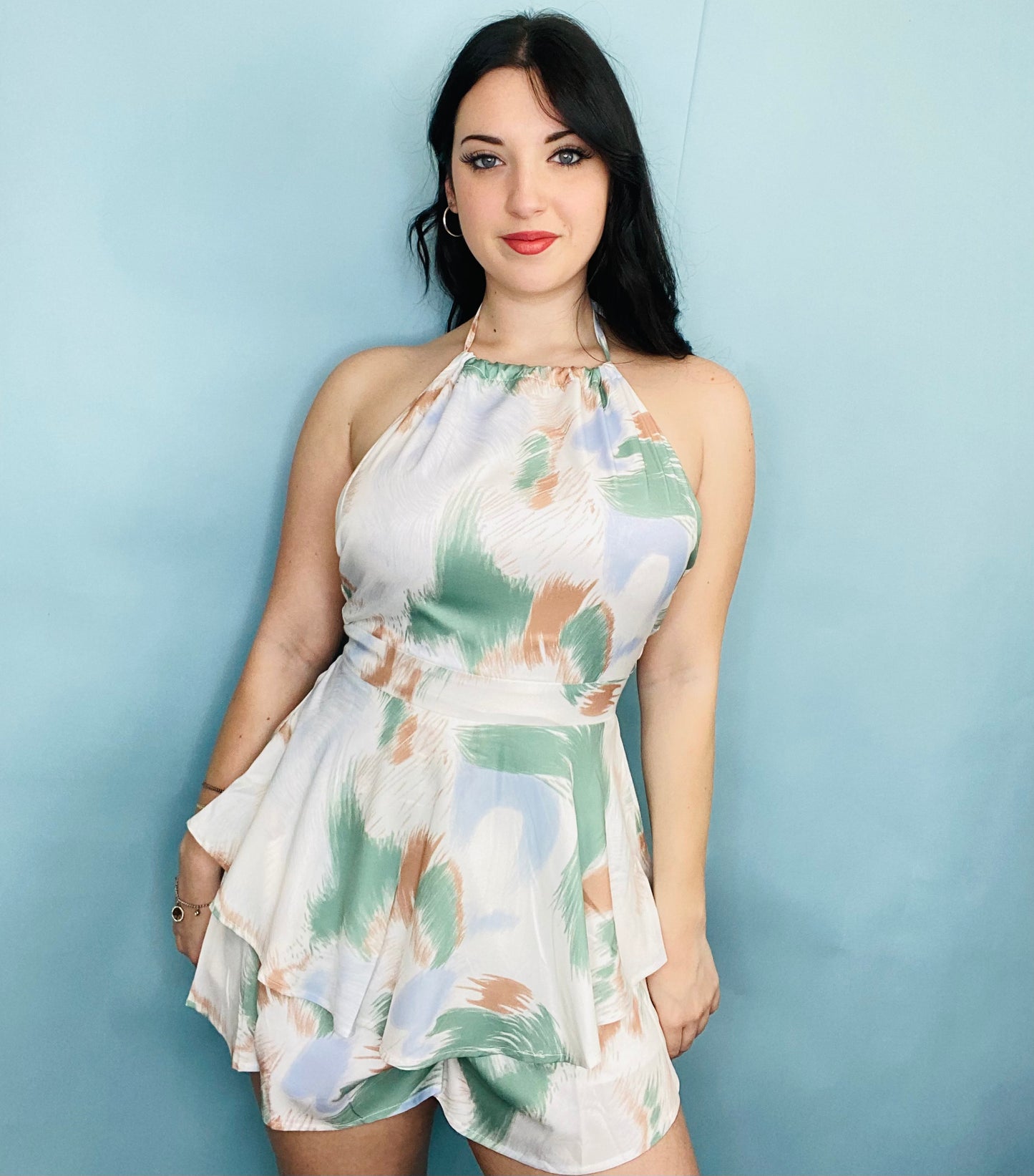 Floral Romper Green