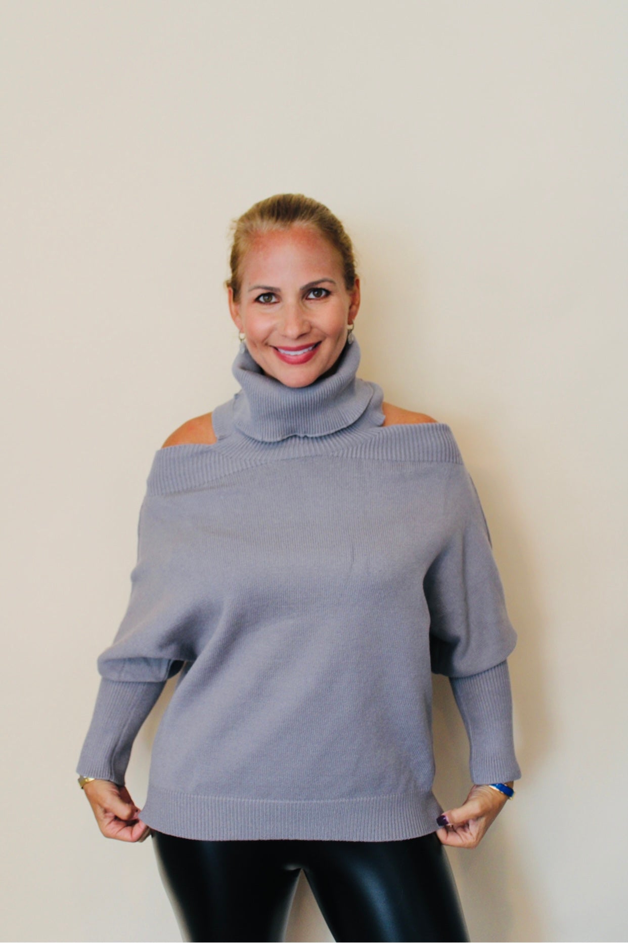 Cold Shoulder Turtle Neck Sweater