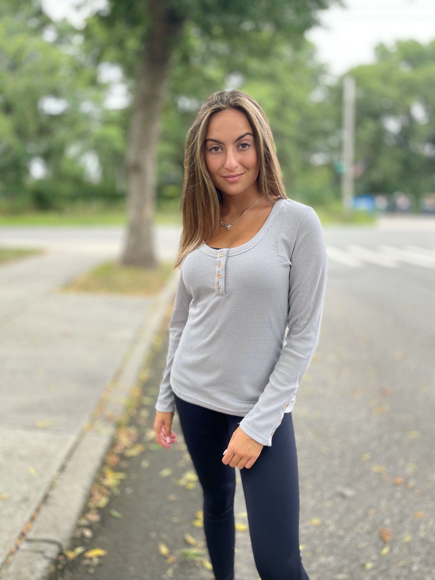 Waffle Button Top Three colors