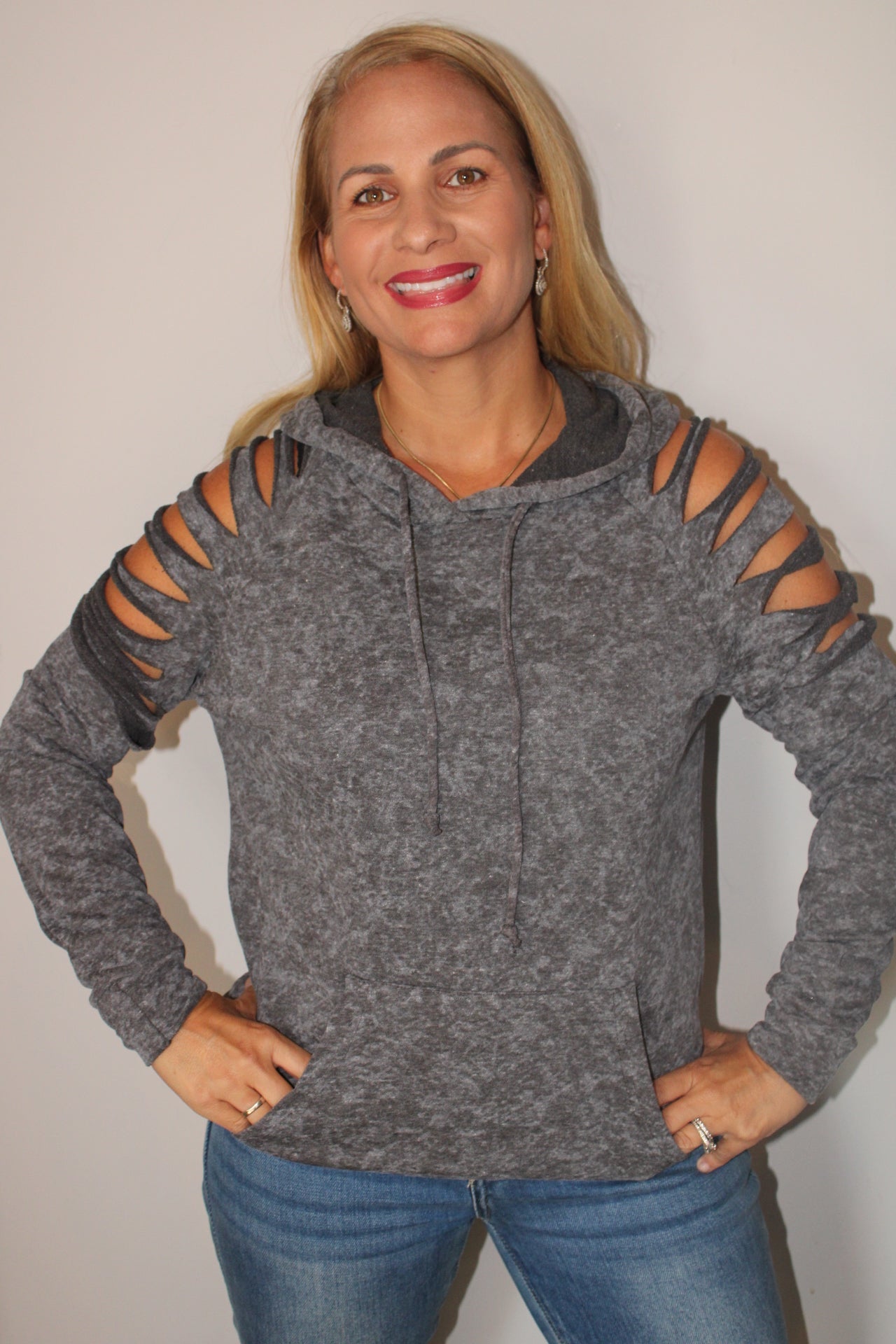 Grey Laser Cut Pull over