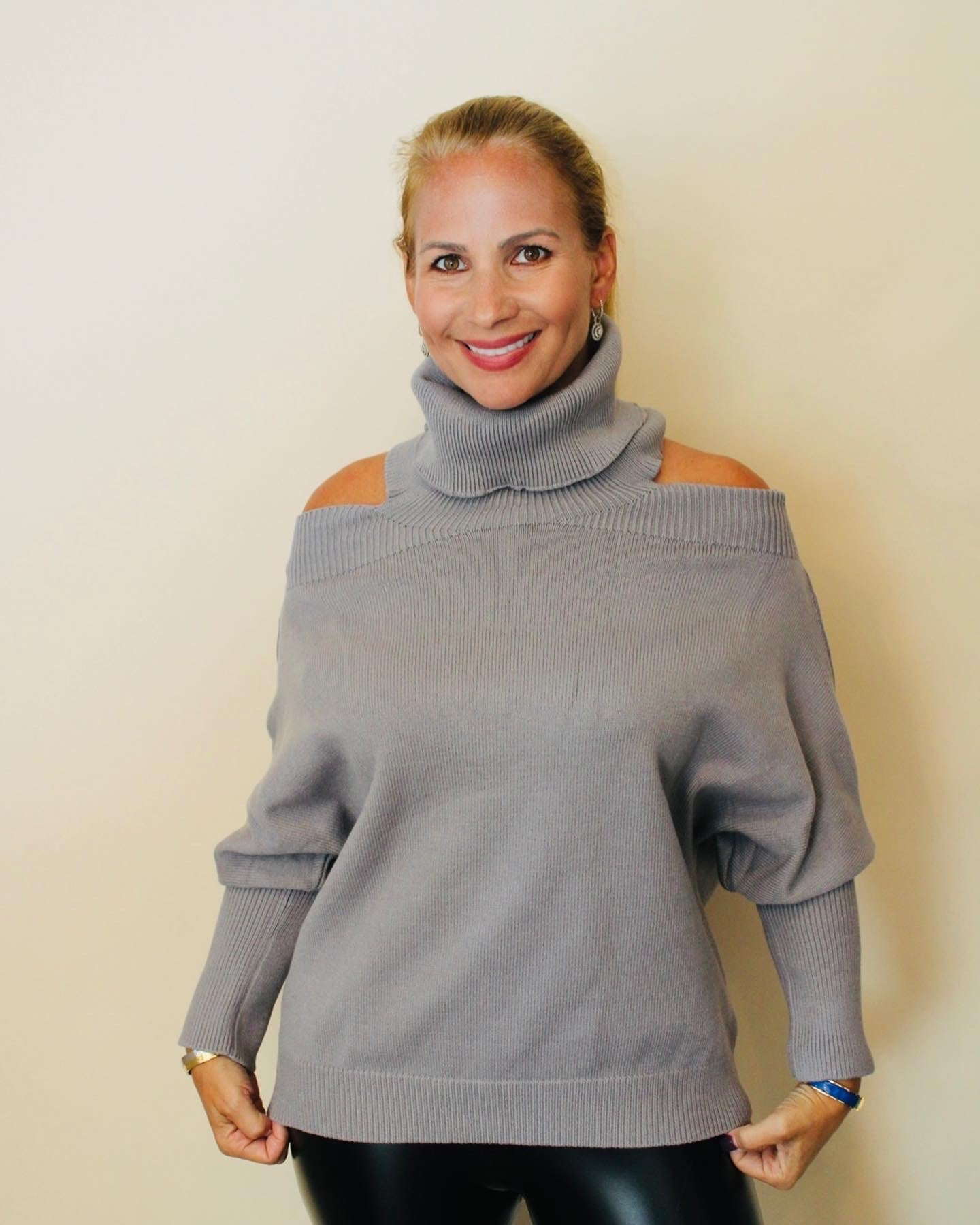 Cold Shoulder Turtle Neck Sweater