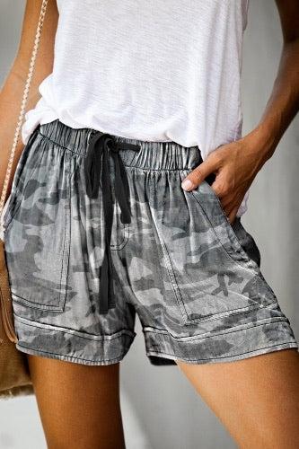 Drawstring Casual Elastic Waist Pocketed Shorts