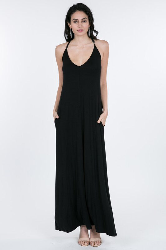 Spaghetti Strap Sleeveless V-Neck Maxi Dress P1215 - KELLY GREEN. Spaghetti Strap Sleeveless V-Neck Maxi Dress Fabric