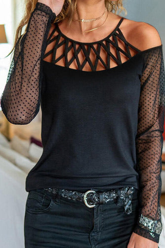 Black sheer arm top