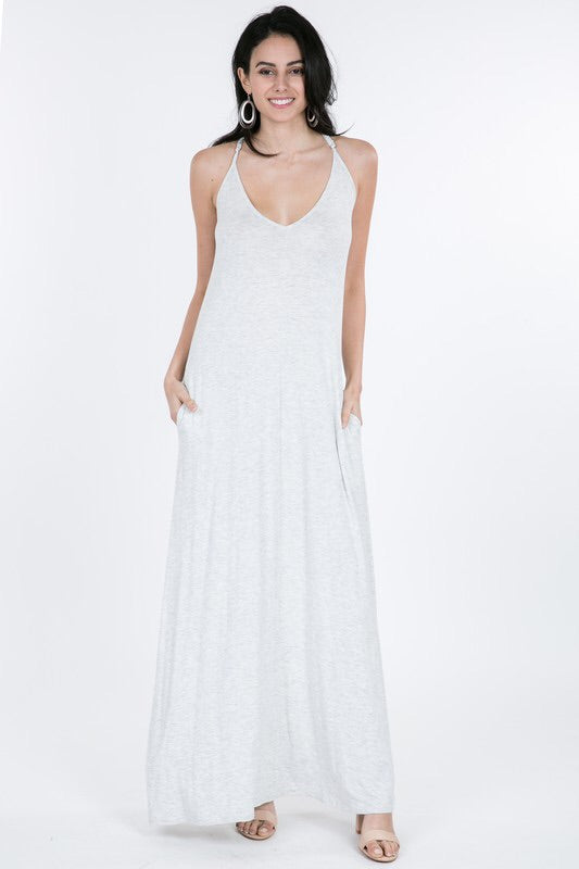 Spaghetti Strap Sleeveless V-Neck Maxi Dress P1215 - KELLY GREEN. Spaghetti Strap Sleeveless V-Neck Maxi Dress Fabric