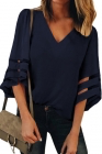 Flare Sleeve V-Neck Loose Blouse