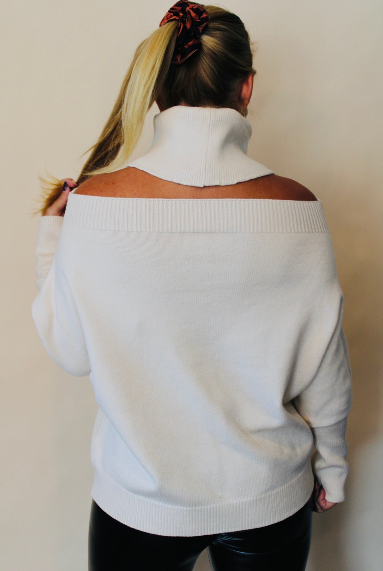 Cold Shoulder Turtle Neck Sweater