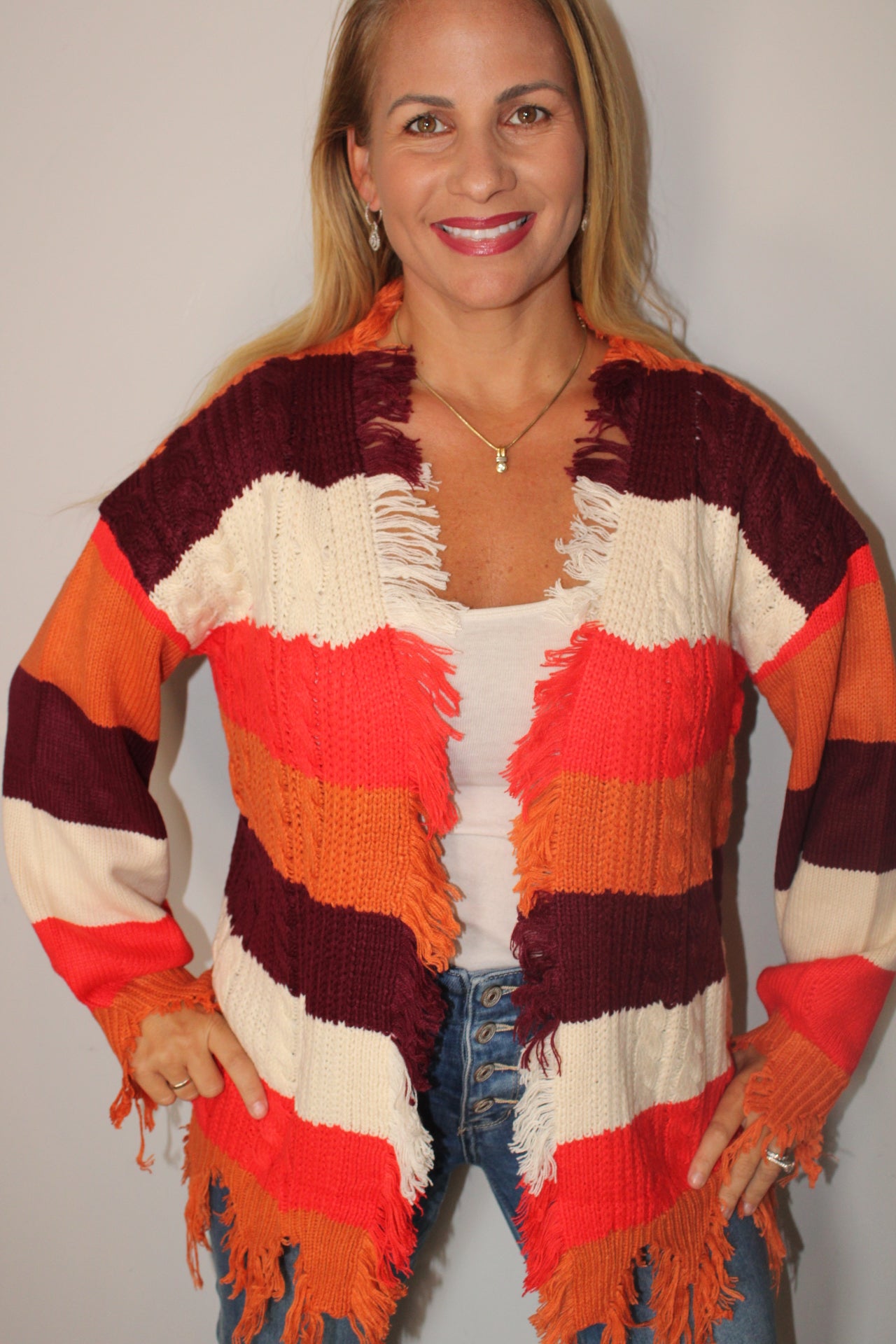 Orange Distressed Sweater