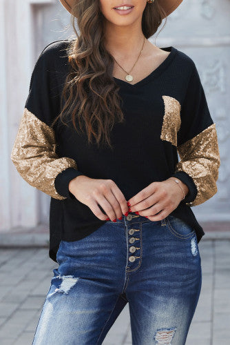 Black sequins top