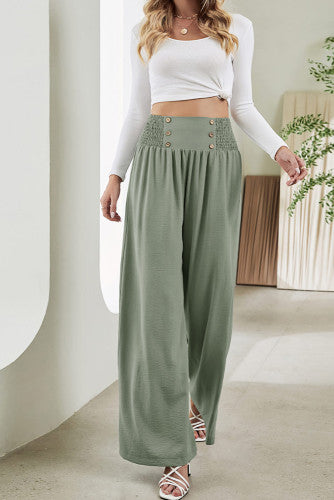 Wide Leg Button Pants