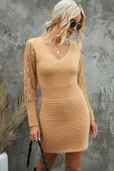 Lace Ribbed Dress