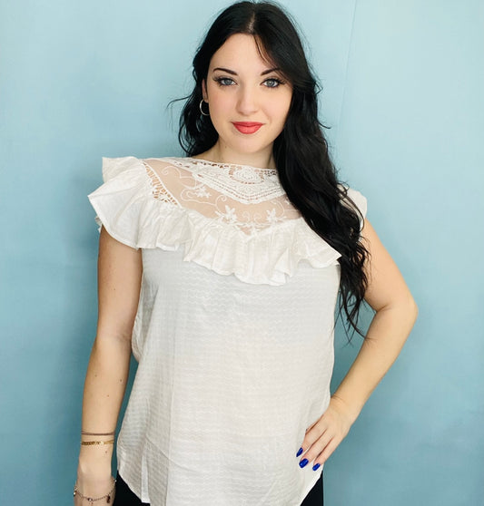 White Ruffle Top