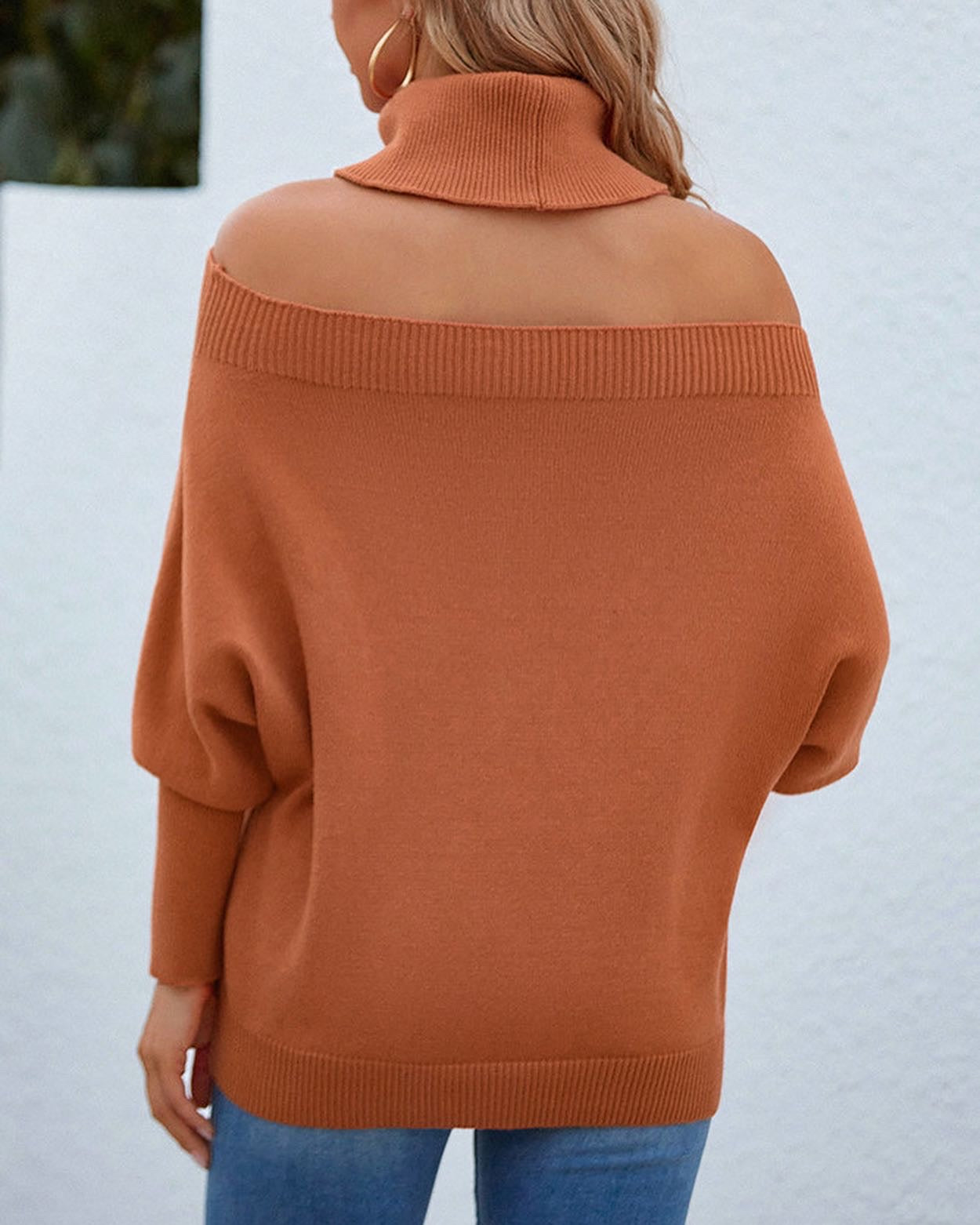 Cold Shoulder Turtle Neck Sweater