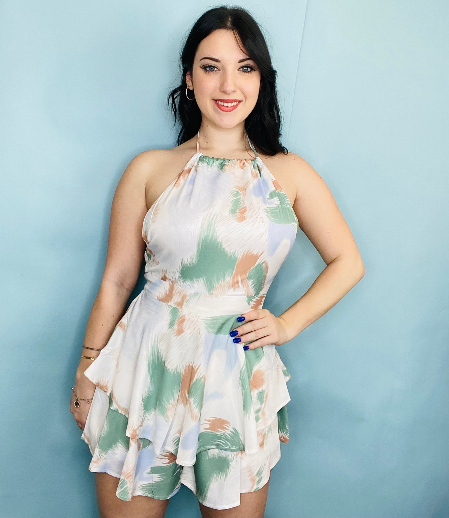 Floral Romper Green