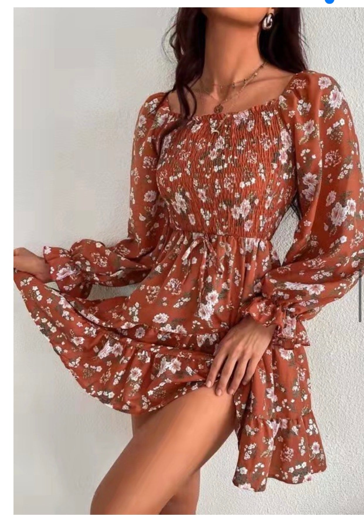 Rust Floral Dress