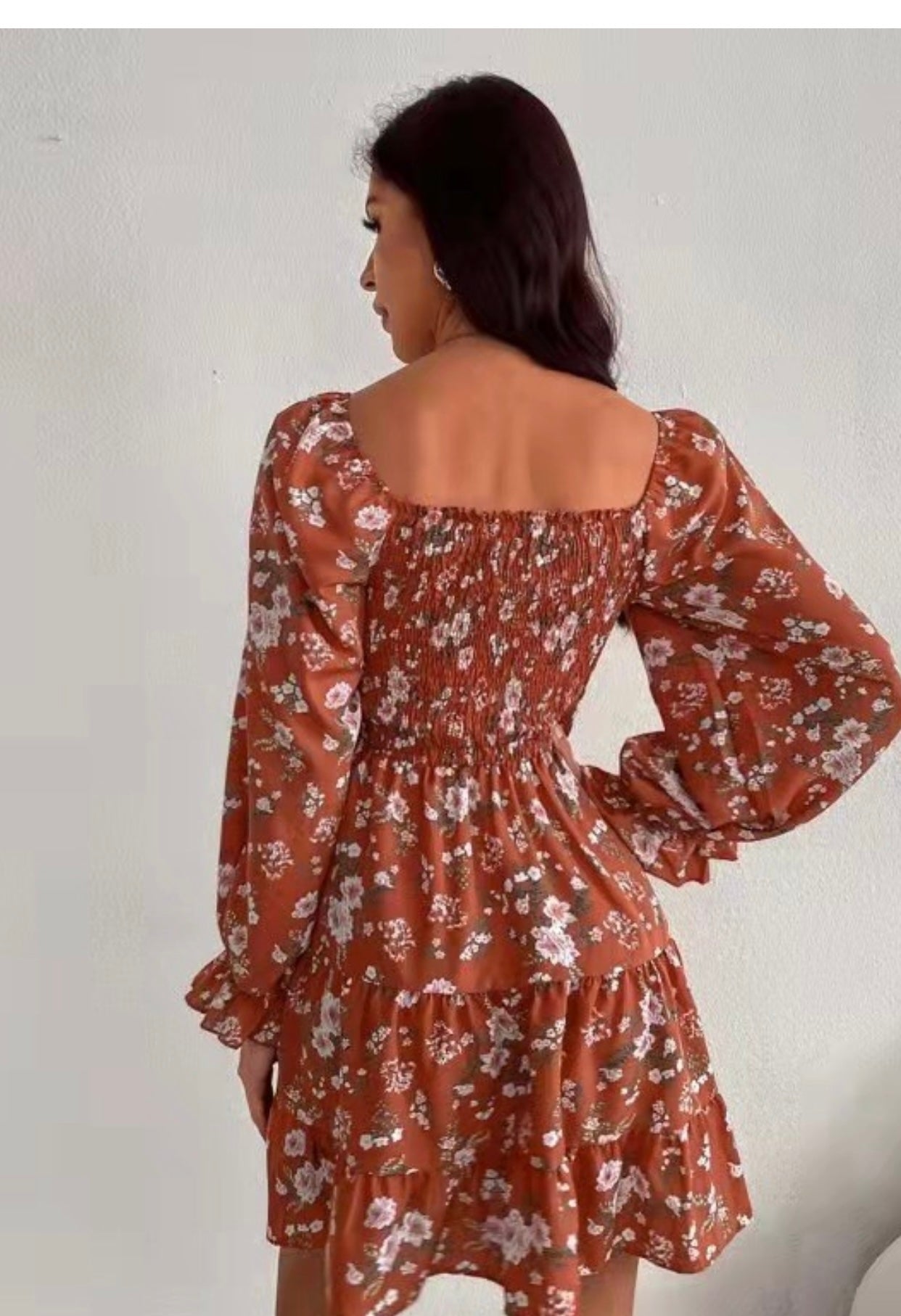 Rust Floral Dress