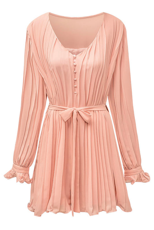 Pleated Romper (Blue or Pink)