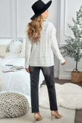 Ruffled V-Neck Sweater