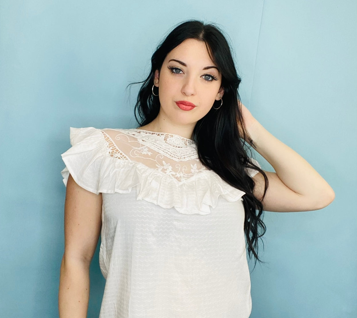 White Ruffle Top