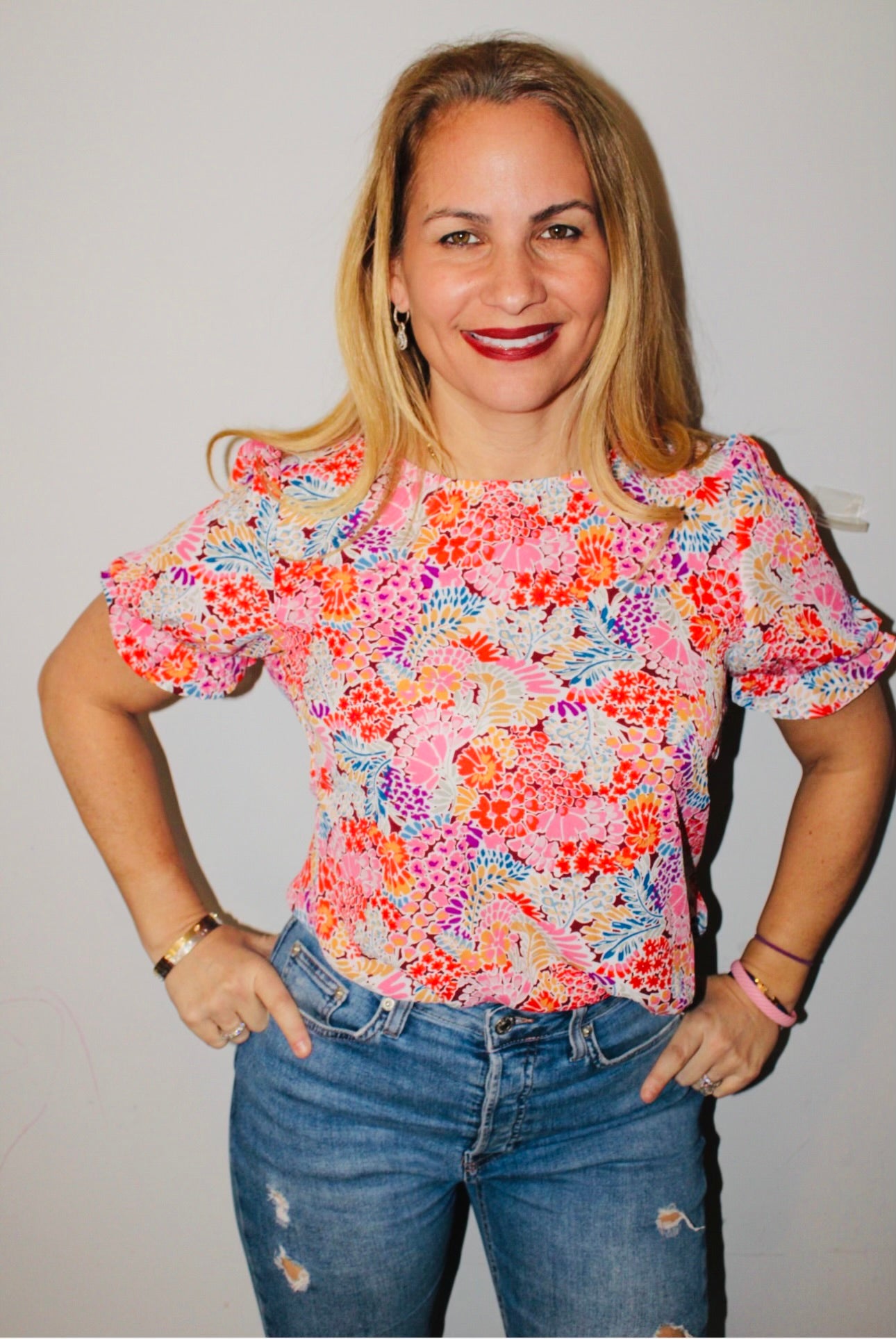 Multicolor floral print blouse