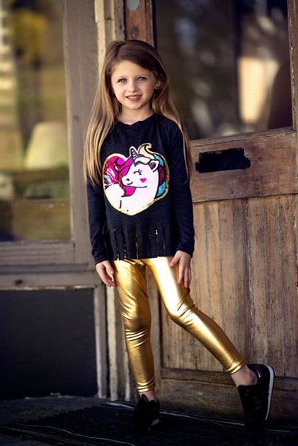 Gold metallic leggings